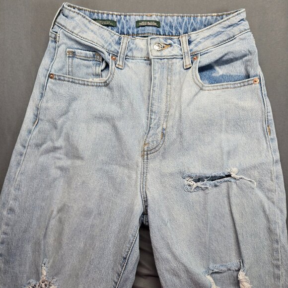 Wild Fable High Rise Straight Leg Distressed Jeans Light Wash Size 2/26 - Picture 5 of 15
